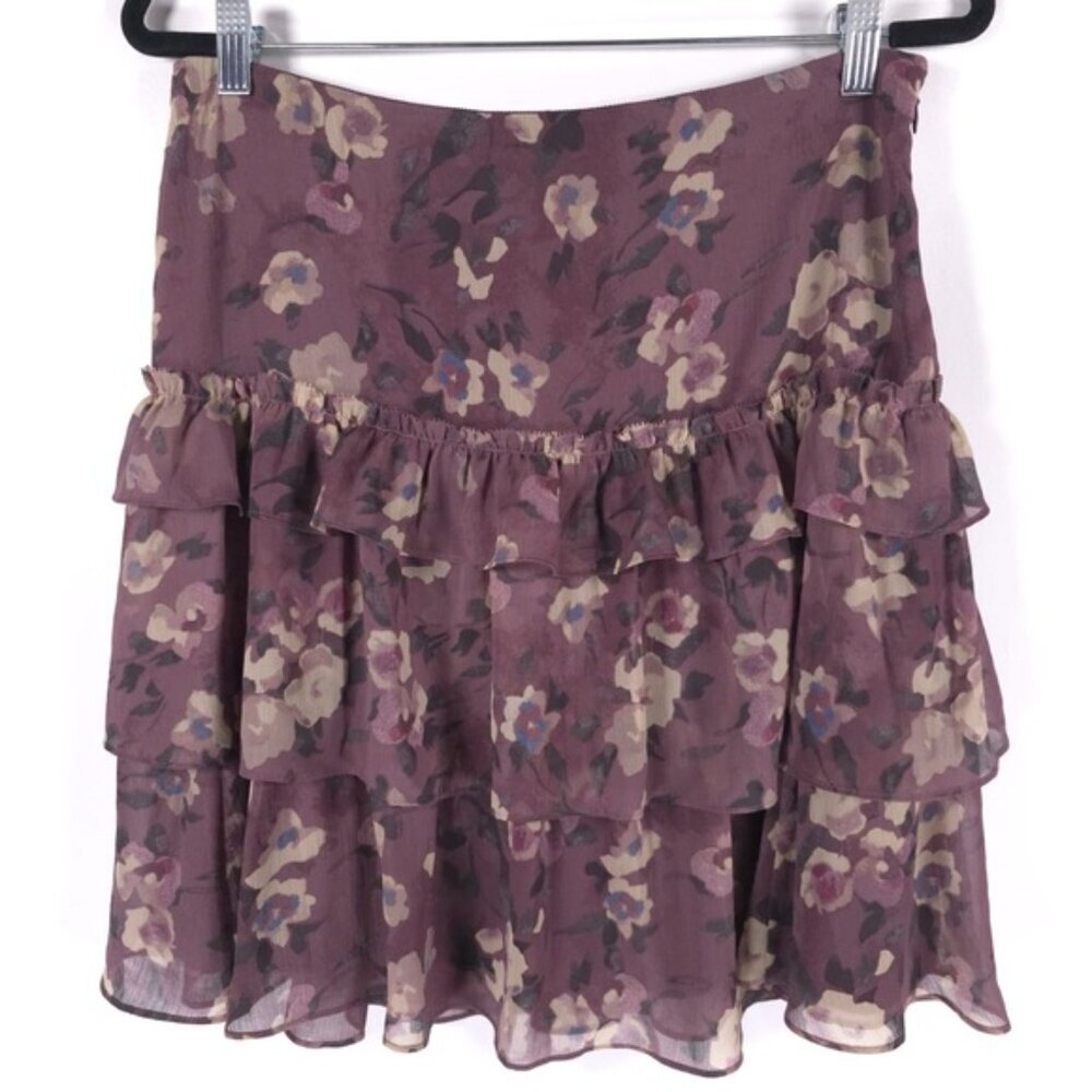 NWT LAUREN RALPH LAUREN Floral Crinkle Georgette Miniskirt Purple‎ Multi Size 8 - Picture 5 of 16
